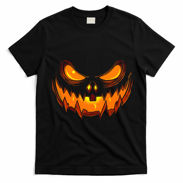 Scary Spooky Jack O Lantern Face Pumpkin Halloween T-Shirt - Black