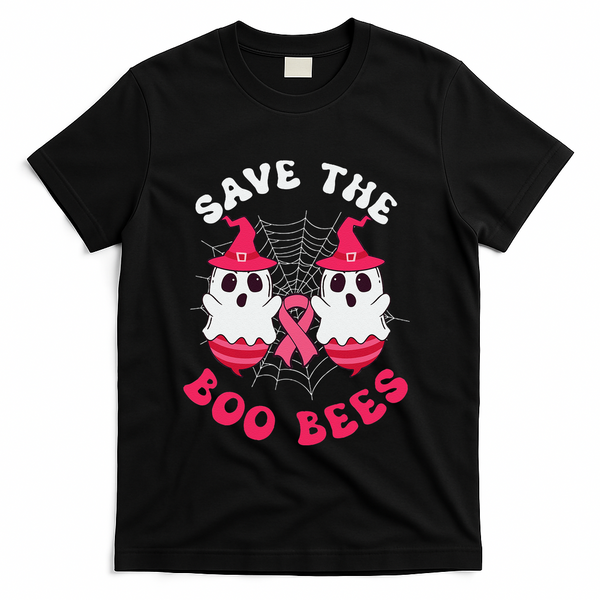 Save The Boo Bees Funny Halloween Breast Cancer Awareness T-Shirt - Black
