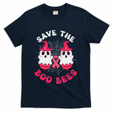 Save The Boo Bees Funny Halloween Breast Cancer Awareness T-Shirt - Navy