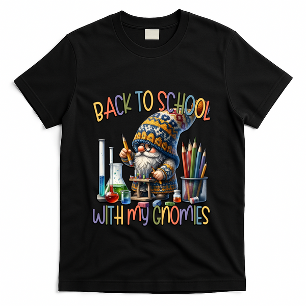 Science Teacher Chemistry Gnome Graphic Funny Back To School Gift T-Shirt - Black