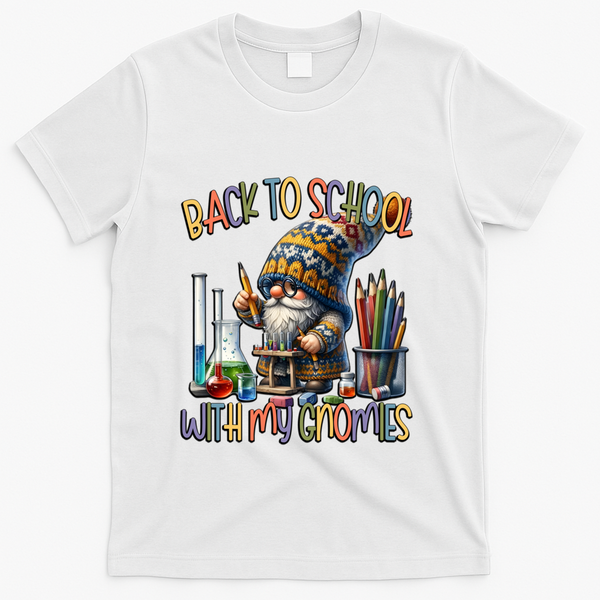 Science Teacher Chemistry Gnome Graphic Funny Back To School Gift T-Shirt - White