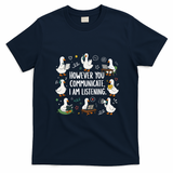 Sped Teacher Goose Inclusion AAC Communications SLP Therapist Special Education Educator BCBA T-Shirt - Navy Blue
