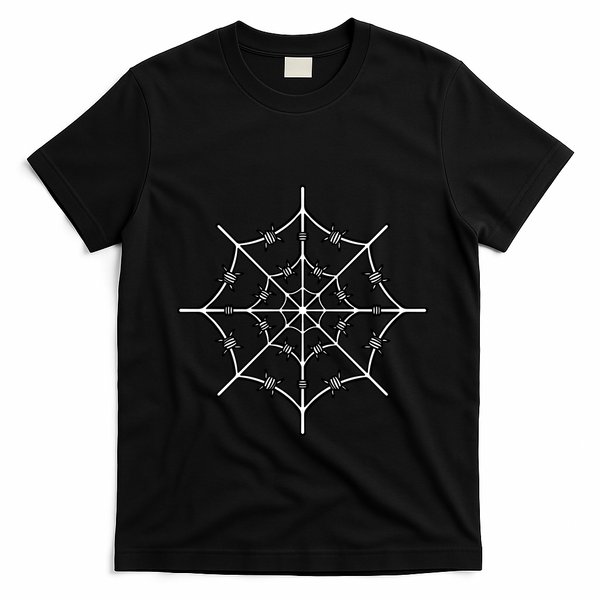 Spider Web Barbed Wire T-Shirt - Black