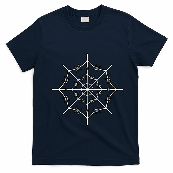 Spider Web Barbed Wire T-Shirt - Navy Blue