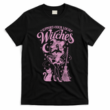 Support Your Local Witches Retro Halloween Vintage T-Shirt - Black