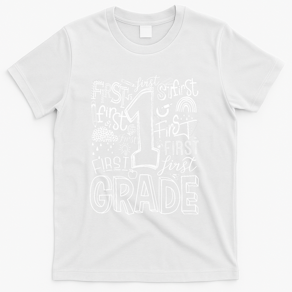 Typography 1st Grade Team Student Teacher T-Shirt - White