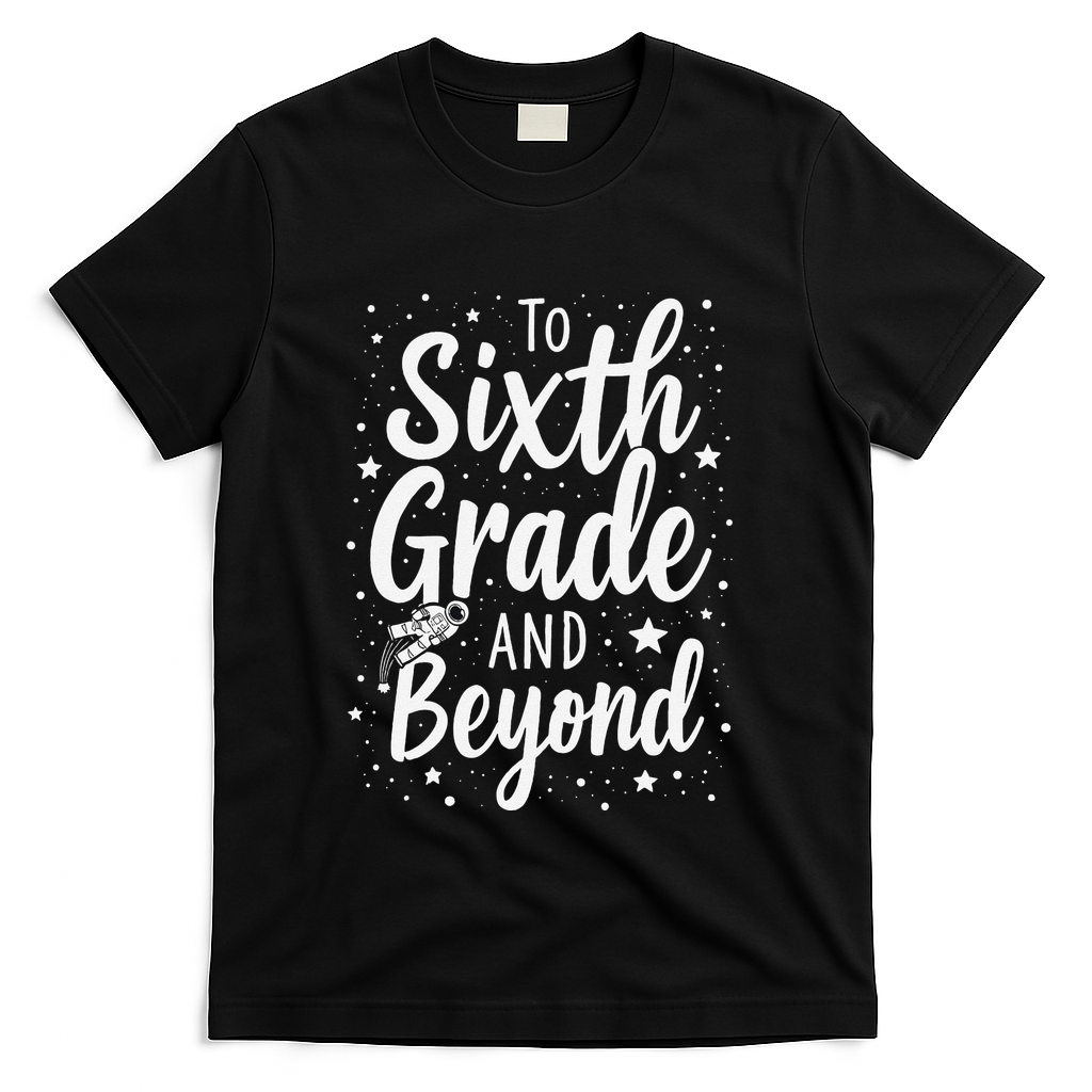 To 6th Grade And Beyond Astronaut Space Lover Back To School T-Shirt - Black