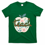 Teacher Apple Floral T-Shirt - Green