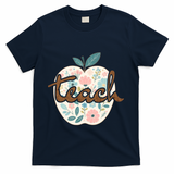 Teacher Apple Floral T-Shirt - Navy