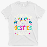 Teacher Besties Because Going Crazy Alone Back To School T-Shirt - White