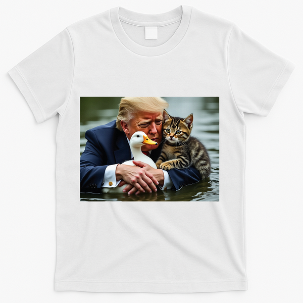 Trump Cat And Duck Memes Christmas Halloween Vote Sign T-Shirt - White