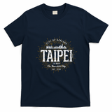 Taipei City of Azaleas Vintage Graphic Art T-Shirt - Navy Blue