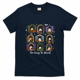 Too Cozy To Haunt Spooky Reading Ghost Halloween Bookish Fall T-Shirt - Navy Blue