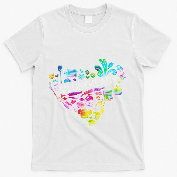 Tie Dye Lunch Lady Cafeteria Staff Welcome Back To School T-Shirt - White