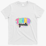 Third Grade Colorful Fun Cute Back To School T-Shirt - White