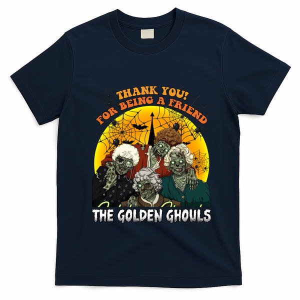 The Golden Ghouls Vintage Halloween Spooky Golden T-Shirt - Navy Blue
