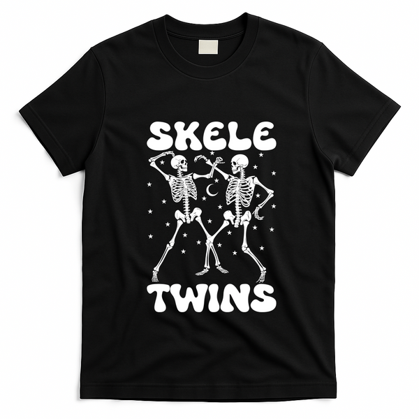 Twins Halloween Matching Skeletwins T-Shirt - Black