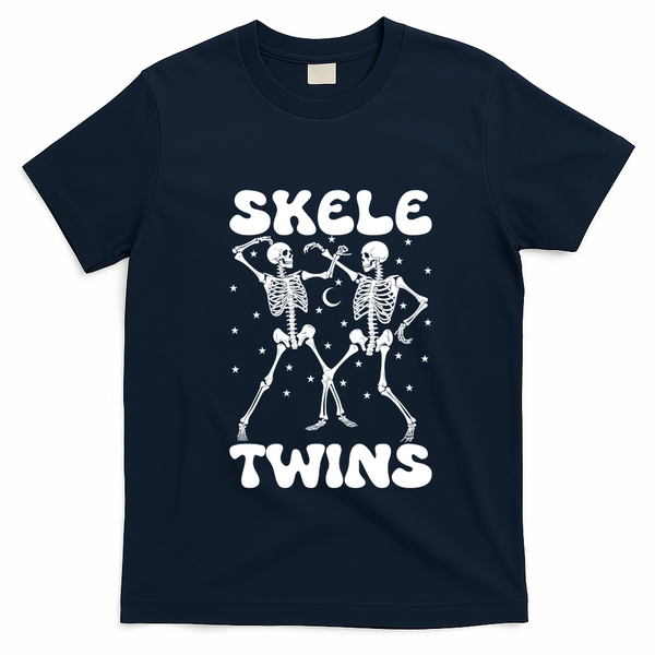 Twins Halloween Matching Skeletwins T-Shirt - Navy Blue