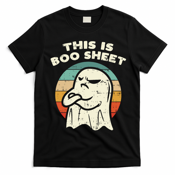 This Is Boo Sheet Ghost Retro Halloween Costume T-Shirt - Black