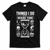 Things I Do In My Spare Time Go Fishing Funny T-Shirt - Black