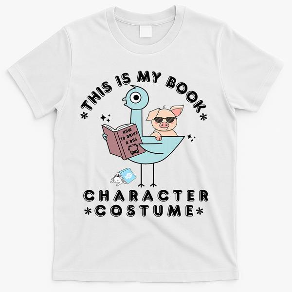 This Is My Book Character Costume Pigeon Reading T-Shirt - White