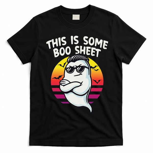 This Is Some Boo Sheet Funny Retro Halloween Ghost T-Shirt - Black