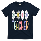 Teacher Life Daisy Flower PreK Kindergarten Teacher Team T-Shirt - Navy