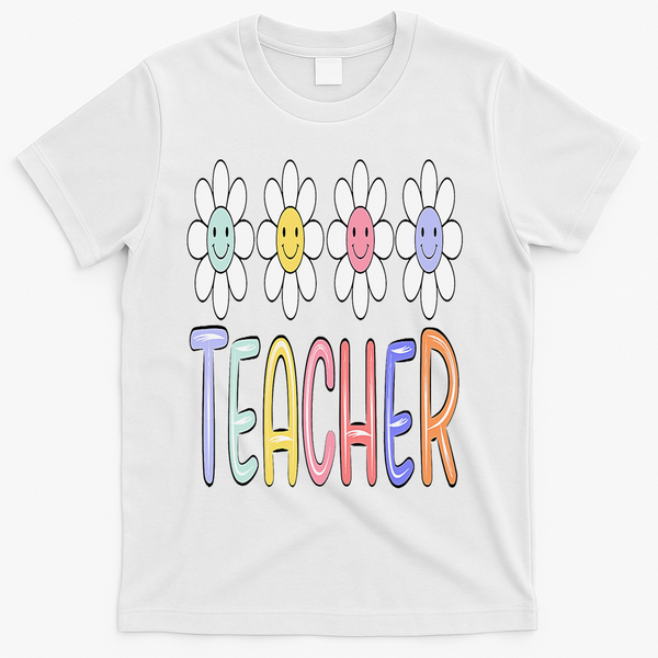 Teacher Life Daisy Flower PreK Kindergarten Teacher Team T-Shirt - White