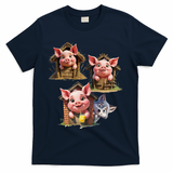 Three Little Pigs - Costume For   Adults Women T-Shirt - Navy