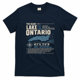 The Name Lake Ontario Coordinates T-Shirt - Navy Blue
