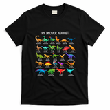 Types Of Dinosaurs Alphabet A-Z ABC Dino Identification T-Shirt - Black