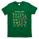 Types Of Dinosaurs Alphabet A-Z ABC Dino Identification T-Shirt - Irish Green