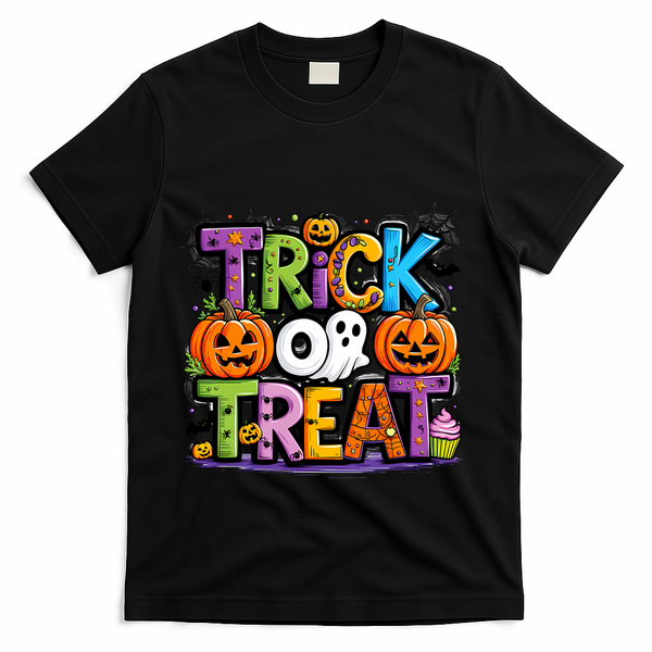 Trick Or Treat Halloween Cool Logo T-Shirt - Black