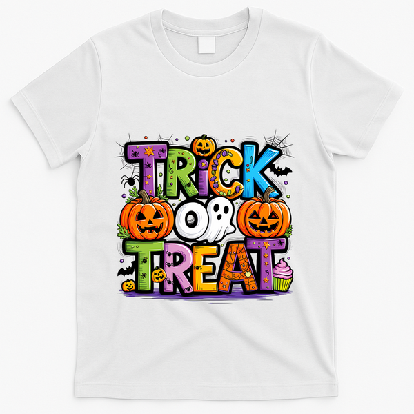 Trick Or Treat Halloween Cool Logo T-Shirt - White