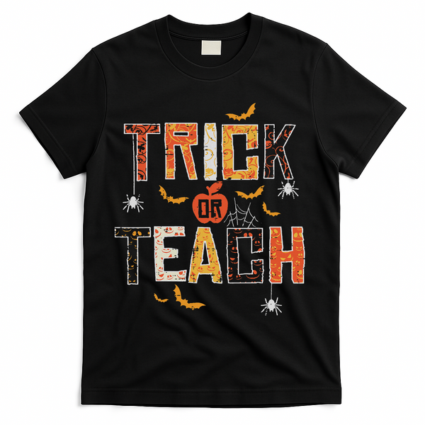 Trick Or Teach Retro Halloween Teacher Women Costume T-Shirt - Black