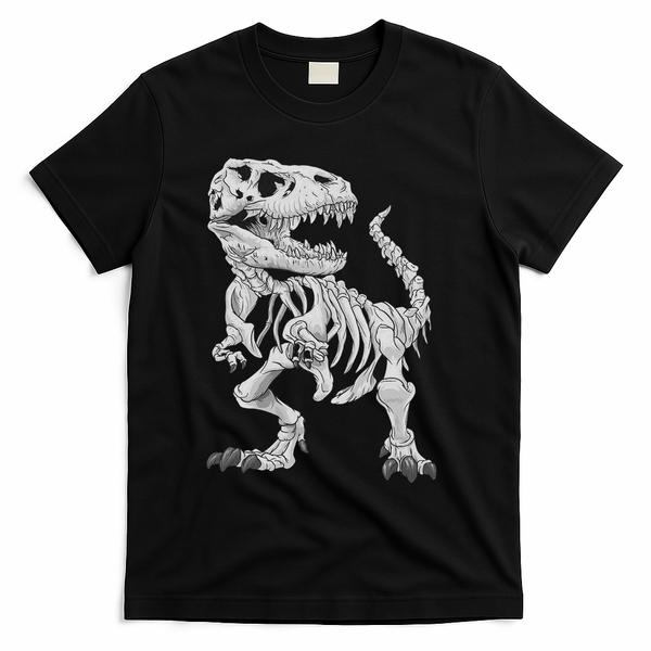 T Rex Skeleton Dino Bones Paleontologist Fossil Dinosaur T-Shirt - Black