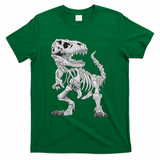 T Rex Skeleton Dino Bones Paleontologist Fossil Dinosaur T-Shirt - Green