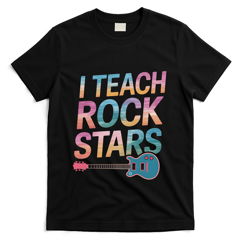Teacher Rock Star Funny Back To School Guitar Teacher Gift Great Gift T-Shirt - Black