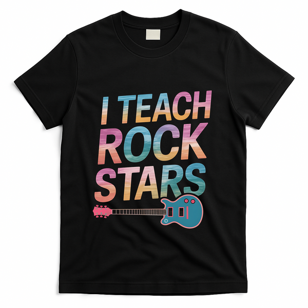 Teacher Rock Star Funny Back To School Guitar Teacher Gift Great Gift T-Shirt - Black