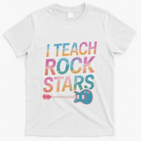 Teacher Rock Star Funny Back To School Guitar Teacher Gift Great Gift T-Shirt - White