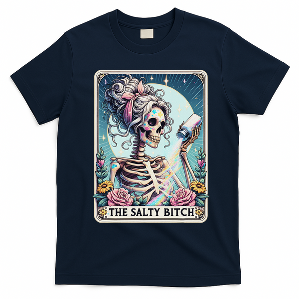The Salty Bitch Tarot Card Skeleton T-Shirt - Navy Blue