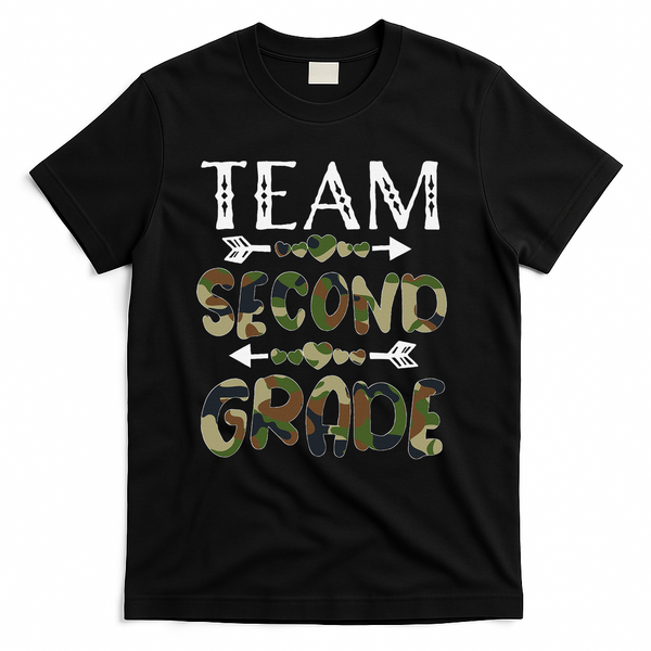 Team Second Grade Back To School 1st Day Camo Teachers T-Shirt - Black