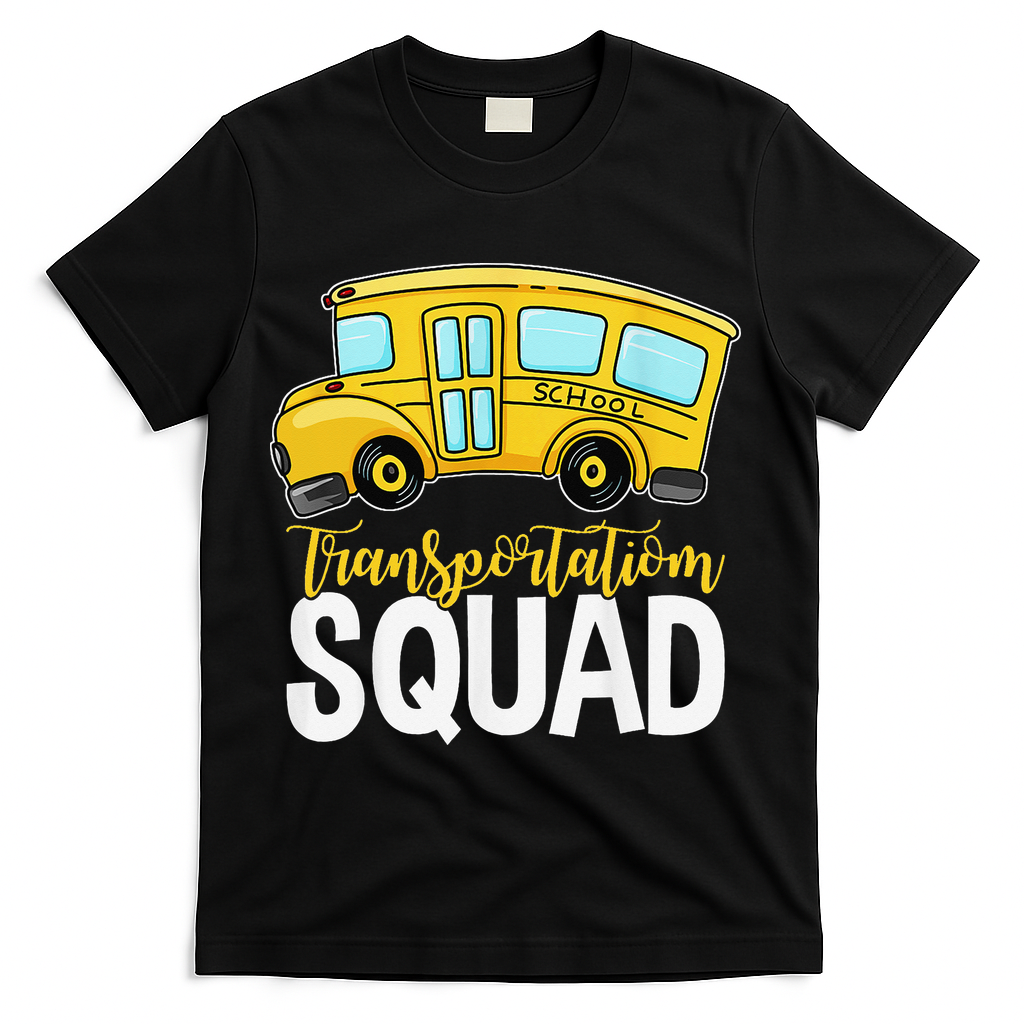 Transportation Squad Retro Bus Aide Back To School Matching T-Shirt - Black