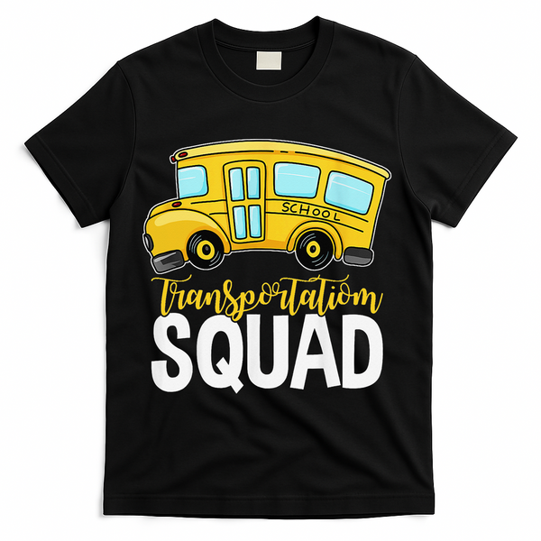 Transportation Squad Retro Bus Aide Back To School Matching T-Shirt - Black
