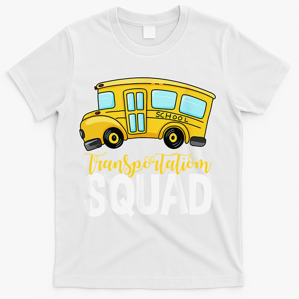 Transportation Squad Retro Bus Aide Back To School Matching T-Shirt - White