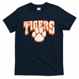 Tigers School Spirit Mascot Back To School Orange T-Shirt - Navy