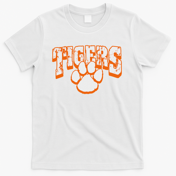 Tigers School Spirit Mascot Back To School Orange T-Shirt - White