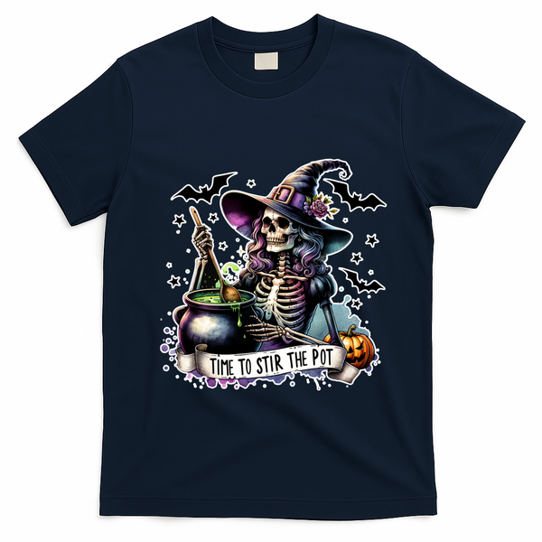 Time To Stir The Pot Witch Halloween T-Shirt - Navy Blue