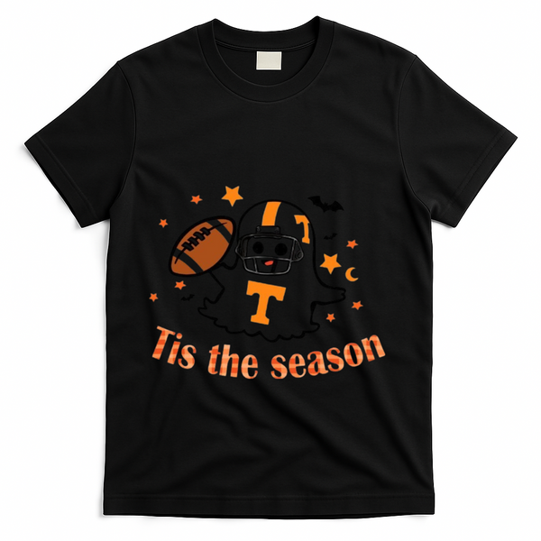 Tis The Season Halloween Football Ghost Tennessee Football T-Shirt - Black
