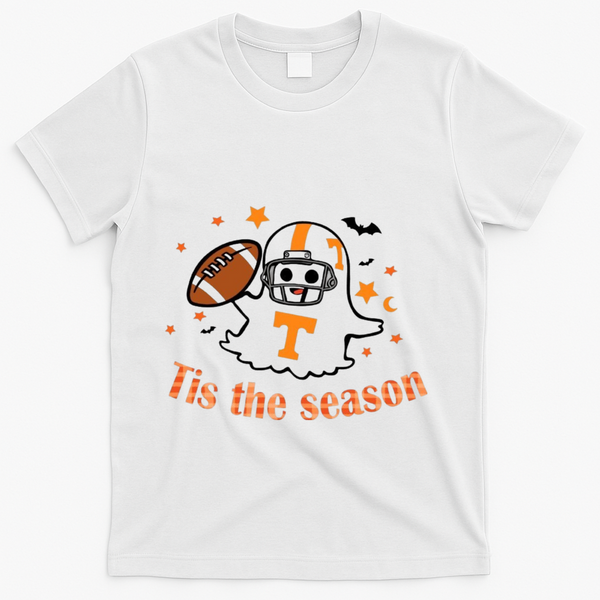 Tis The Season Halloween Football Ghost Tennessee Football T-Shirt - White